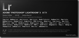 Lightroom 3 Beta's About dialog
